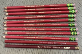 Vintage Lot 11 Red Pencils Ticonderoga Dixon Berol Verithin Carmine Red USA - $296.01 MXN