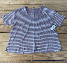 old navy NWT Women’s stripe ribbed top size M tan T7 - £8.94 GBP