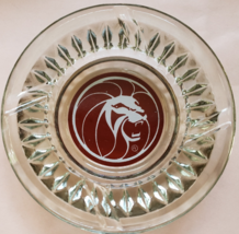 Vintage MGM Grand Hotel Las Vegas &#39;Lion&#39;  4-1/2&quot; x 1&quot; tall clear Glass Ashtray - £11.94 GBP