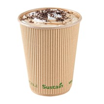 Restaurantware Sustain 12 Ounce Hot Cups 25 Insulated Ripple Coffee Cups - Lids  - $25.99