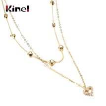 14k Real Gold Double layer Heart Necklace Shining Bling AAA Zircon Women Clavicl - £10.28 GBP