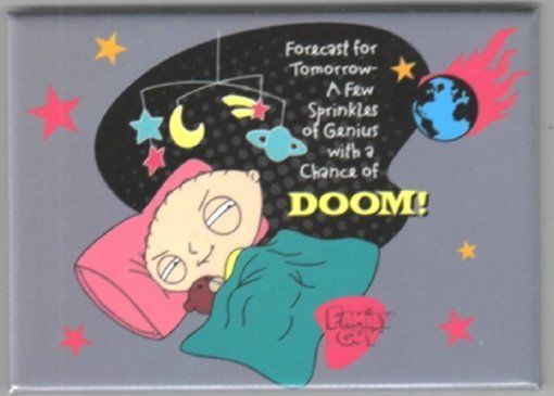 The Family Guy, Stewie Forecast A Chance of Doom! Refrigerator Magnet NE... - $3.49