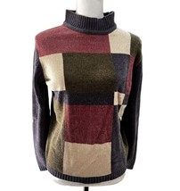 Vtg Y2K Alfred Dunner Color Block Chenille Mockneck Sweater Womens Petit... - £19.82 GBP
