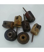 Lot of 7 Smaller Ceramic Insulators, Brown Glaze, Vintage Electric Insul... - $10.97 CAD
