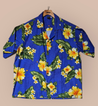 Aloha Fashion Mens XXL Hawaiian Shirt Blue Yellow Floral 100% Cotton Vit... - £27.58 GBP