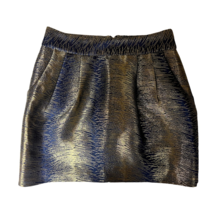 Club Monaco Womens A Line Mini Skirt Navy Blue Gold Metallic Exposed Bac... - £17.82 GBP