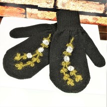 Merino Wool Black Mittens, Handmade In Europe, Ready To Gift For Women - £62.33 GBP