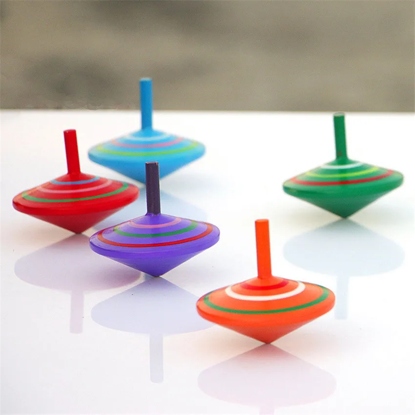 3Pcs Child Classic Toy Rotating Multicolour Wooden Spinning Top Gyroscope Toy - £6.53 GBP