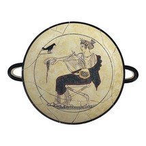 Ancient Greek God Apollo with Lyre Kylix Wine Cup Bowl Pottery Museum Copy - £65.57 GBP