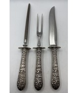 Alvin Bridal Southern Rose 3 Piece Carving Set - Sterling Silver Handle-... - $123.70