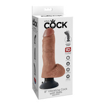 King Cock 8&quot; Vibrating Cock With Balls Tan - £42.04 GBP