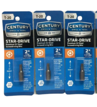 CENTURY DRILL &amp; TOOL #68720 T-20 Star-Drive  Screwdriver Bits Pack of 3 - £13.93 GBP