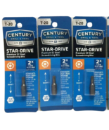 CENTURY DRILL &amp; TOOL #68720 T-20 Star-Drive  Screwdriver Bits Pack of 3 - £13.94 GBP