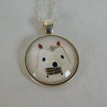 Fox Wild Animal Cute Woodland Silver Tone Cabochon Pendant Chain Necklace Round - £2.39 GBP