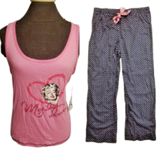 Marilyn Monroe 2 Piece Pajama Set PJ Heart Sparkle Tank &amp; Lounge Pants Medium - £15.18 GBP