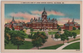 Baltimore MD Bird&#39;s Eye View of Johns Hopkins Hospital Postcard unposted - £4.28 GBP