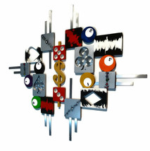 Contemporary Roll of the dice Poker &amp; Billiards wood metal Wall Sculpture 45x36  - £207.30 GBP