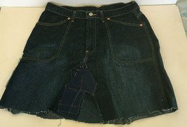 vintage patch work skirt made from  carpentar jeans big pockets frayed edges  - £16.79 GBP