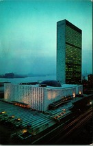 Night View United Nations Building New York NY NYC UNP Chrome Postcard - £2.31 GBP