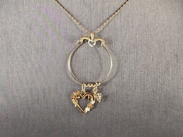 Womens Vintage Estate 14K Yellow Gold Heart Charm Pendant Necklace 3.0g ... - £317.62 GBP