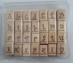 Stampin’ Up Alphabet Lower Letters Rubber Wood Mounted Stamps Set 1998 Outline - £7.95 GBP