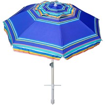 AMMSUN 7ft Heavy Duty High Wind Beach Umbrella Parasols with sand anchor &amp; Tilt  - £73.51 GBP