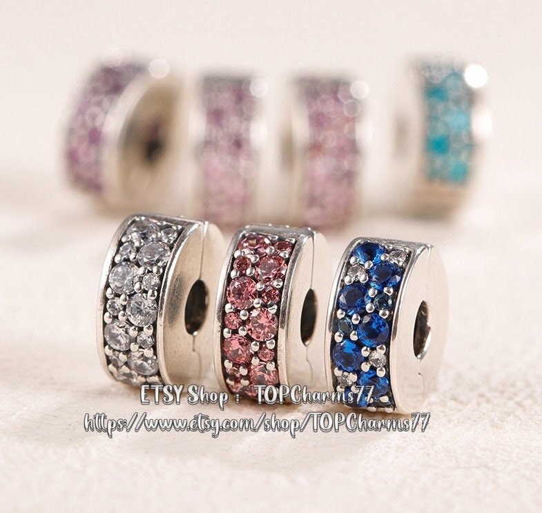 925 Sterling Silver Mosaic Shining Elegance Clip Charm With Silicone Core