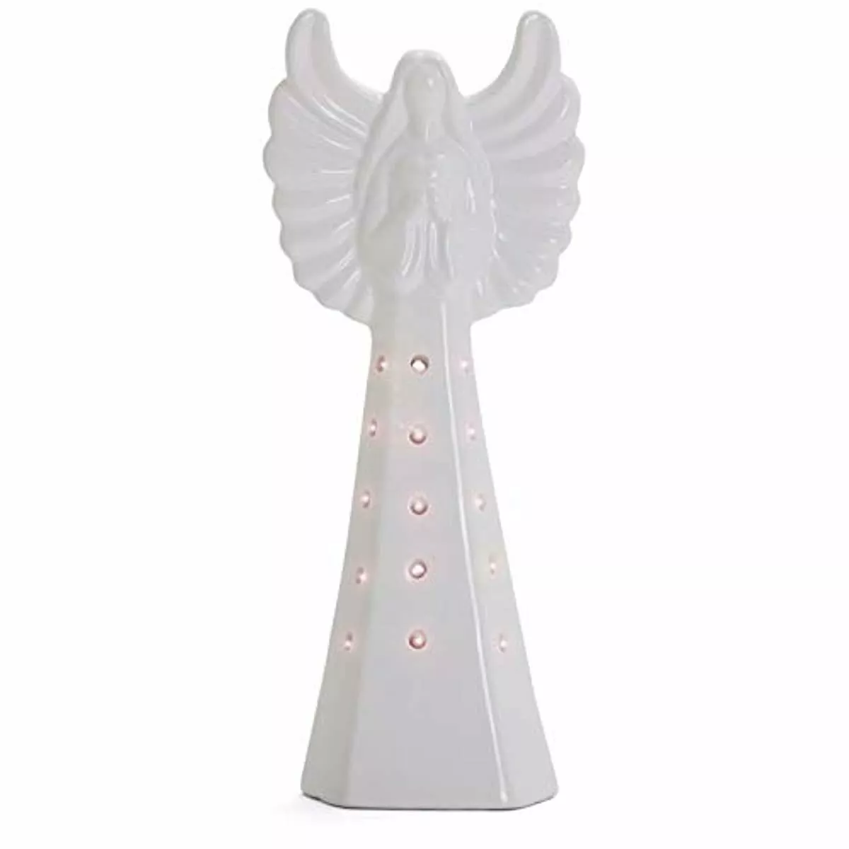 Angel Tall White Vintage Lighted Gloss Tabletop Decor 11.5&quot; - £52.05 GBP