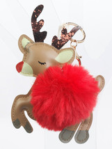 Key Chain Reindeer Fuzzy/Glitter - £3.98 GBP