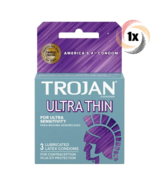 1x Pack Trojan Ultra Thin Lubricated Latex Condoms | 3 Condoms Per Pack - $13.66 CAD