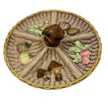 Tilso Pottery Vegetable Serving Plate Divided Majolica Basket Weave Japan Vintge - £27.68 GBP