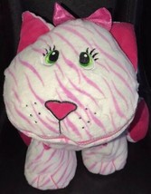 Stuffies Whisper Kitty Cat Plush Stuffed Animal Toy Storage Pink &amp; White - £14.38 GBP