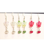 butterfly earrings 3 pr lot bead drops dangles handmade jewelry red clea... - £5.86 GBP