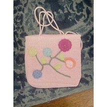 Pink Purse Flower Detail Crochet Inspired Shoulder Bag Garden Granny Whimsy - €12,58 EUR