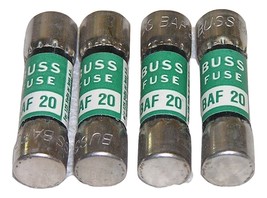 Box of 4 Buss Type BAF 20 Amp Fast Acting 125 Volt Cartridge Fuses - NOS - £10.50 GBP