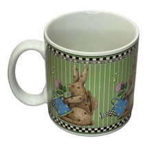 Sakura Debbie Mumm 1998 Easter Bunnies Bunny Rabbit Cup Mug - Green - £16.70 GBP