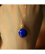 Lapis Lazuli Pendant Necklace for Women with Gold-Plated Sterling Silver Chain - $2,174.56 MXN