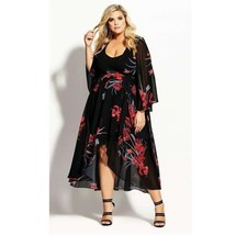 City Chic Womens Medium 18 Iris Love Faux Wrap Maxi Dress NWT X63 - £47.83 GBP