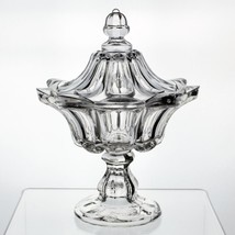 McKee Raised Petal and Loop Covered Compote, Antique c1859 Flint Glass Leaf 9&quot; - £75.93 GBP