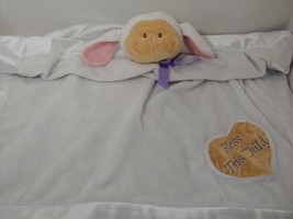 Baby Ganz Tan White sheep baby lamb Security Blanket Bless This Child heart  - £20.38 GBP