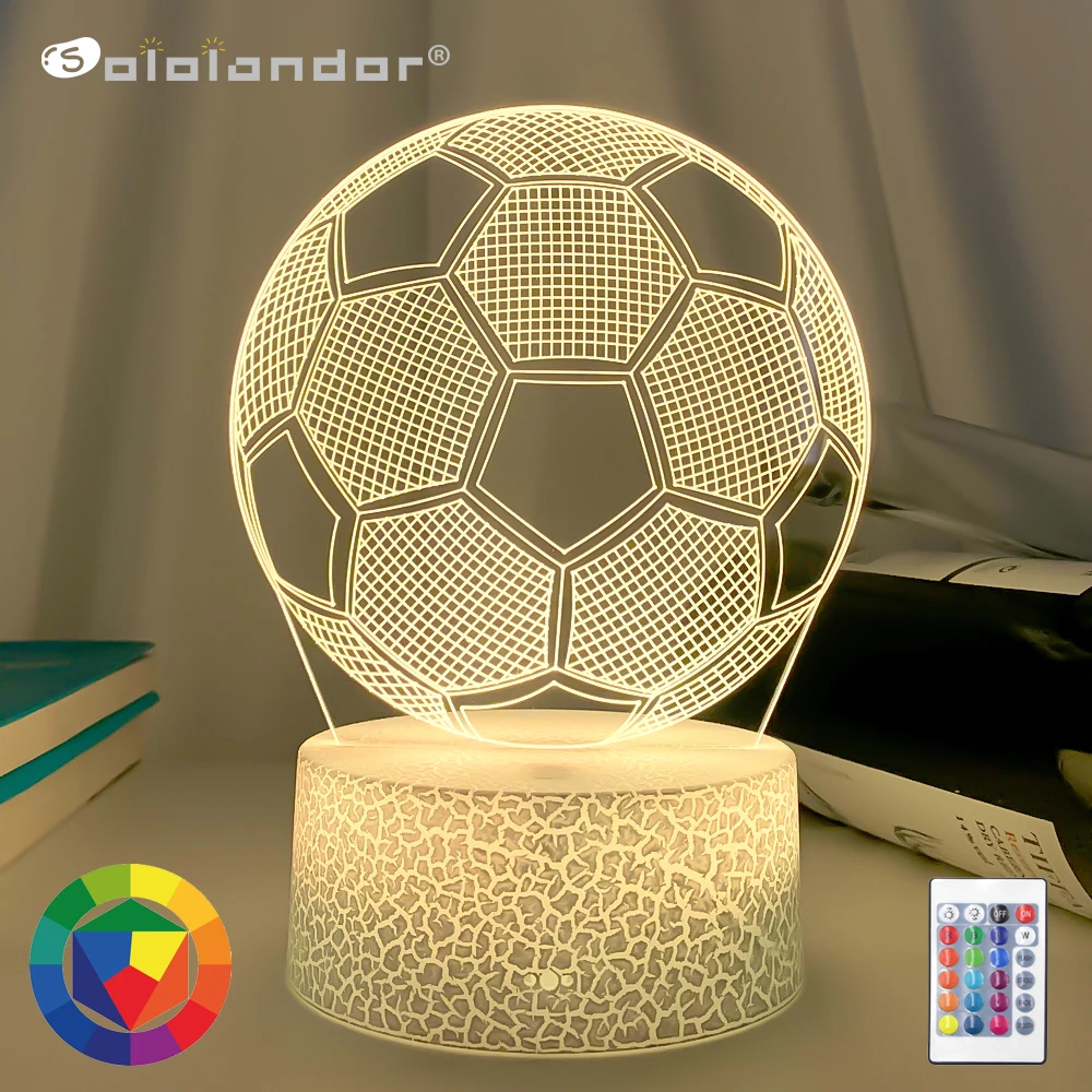 3d Illusion Child Night Light Football Ball Touch Sensor Remote Nightlig... - $7.93+