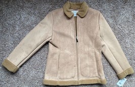 Women&#39;s Mulberry Street Suede Leather Sherpa-Lined Jacket - Size Small Camel Tan - £46.25 GBP