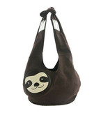 Hanging Sloth Hobo Sling Purse Bag Canvas 19&quot; Max Tie Strap Brown - $34.65