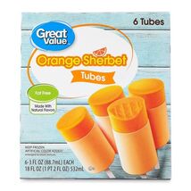 Great Value Orange Sherbet Tubes, 18 fl oz, 6 Pack - $5.99