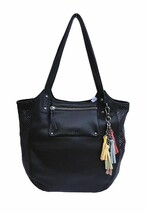 New The Sak Women&#39;s Dahlia Perforated Leather Tasseled Tote Black - £70.06 GBP