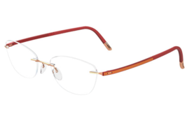 Silhouette Eyeglasses Frames 5479 20 6055 Gold Red Cat Eye Rimless 45-19-140 - £176.29 GBP