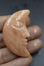 exculsive hand carved Red Aventurine Moon Face gemstone figurine handmade - £13.33 GBP