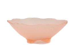 Elegant Pink Satin Glass Bowl Tiffin ? Lancaster 9 inches Diameter Shell Design - £21.07 GBP