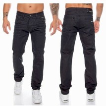 Men&#39;s CD398 Fashion Jet Black Denim Pants - £156.81 GBP