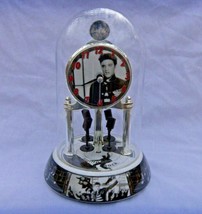 ELVIS  ANNIVERSARY CLOCK w ROTATING MICROPHONE PENDULUMS GLASS DOME NEW ... - $34.60